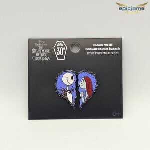 Loungefly Nightmare Before Christmas Jack & Sally Heart Halves Enamel Pin Set